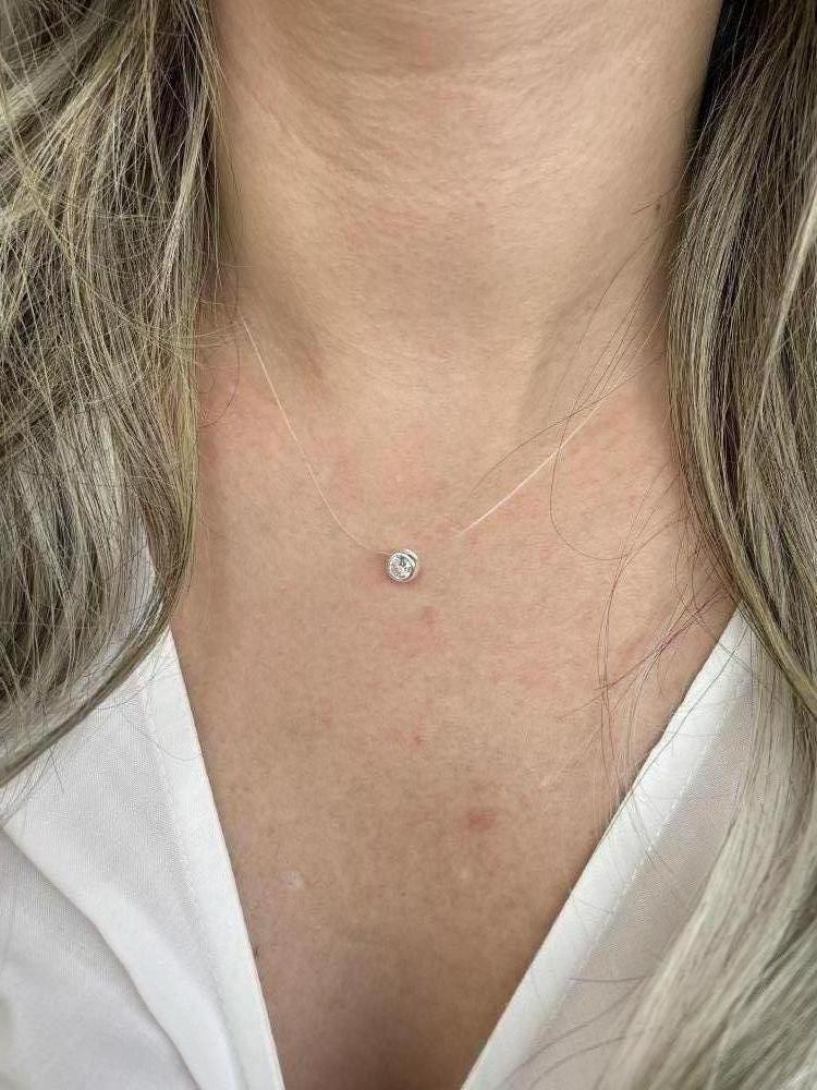 CHOKER PRATA PONTO DE LUZ NYLON