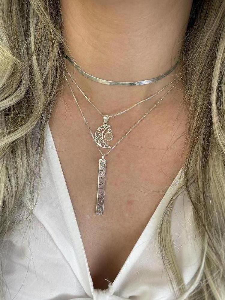 GARGANTILHA LUA COM PEDRA DA LUA