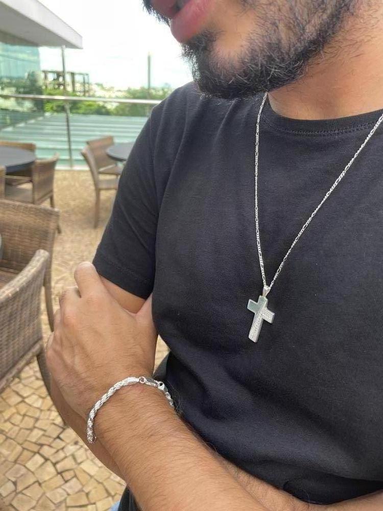 PINGENTE PRATA CRUZ COM ZIRCONIAS