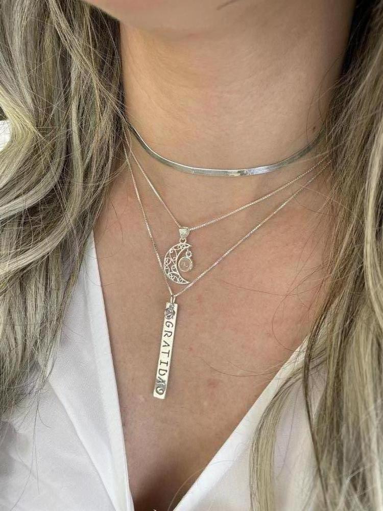CHOKER PRATA LAMINADA FIO 040