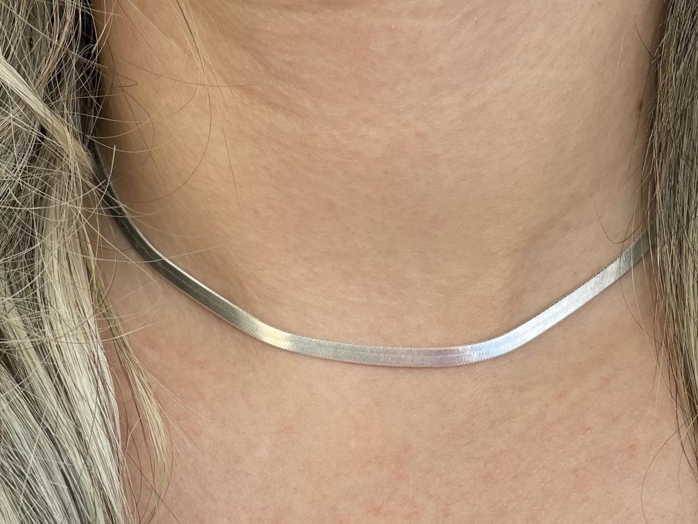 CHOKER PRATA LAMINADA FIO 040