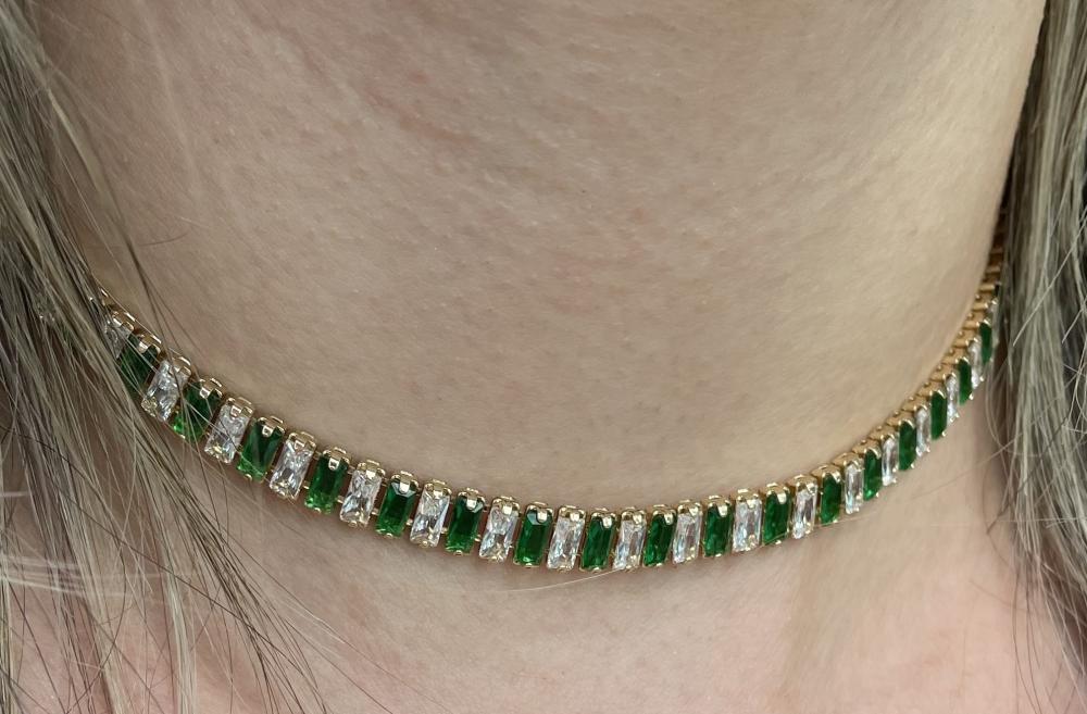 CHOKER RIVIERA VERDE E CRISTAL
