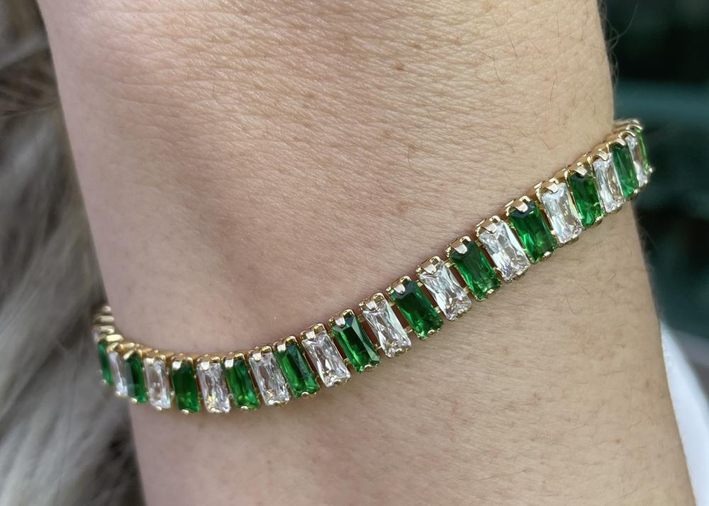PULSEIRA RIVIERA VERDE E CRISTAL
