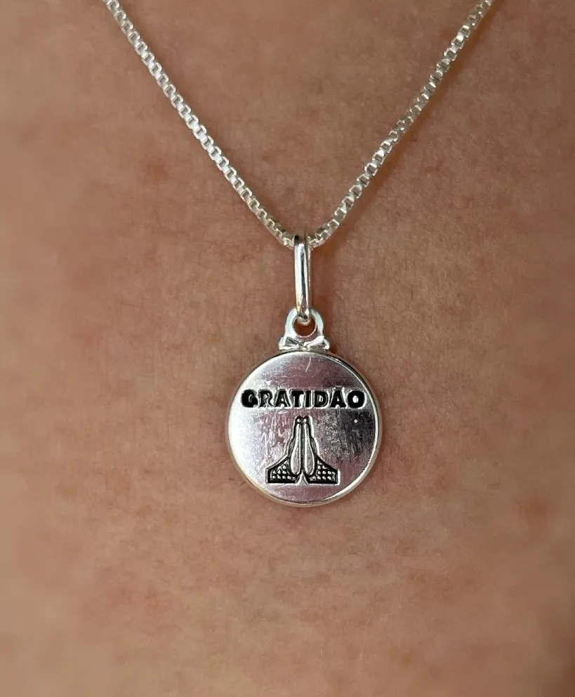 GARGANTILHA PRATA MEDALHA GRATIDÃO
