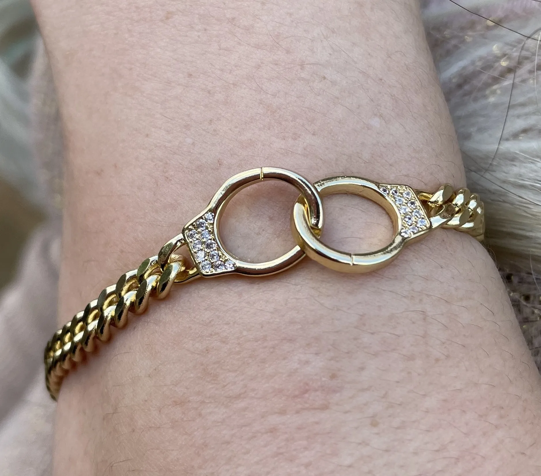 PULSEIRA GRUMET ELO RETANGULAR CRAVEJADO