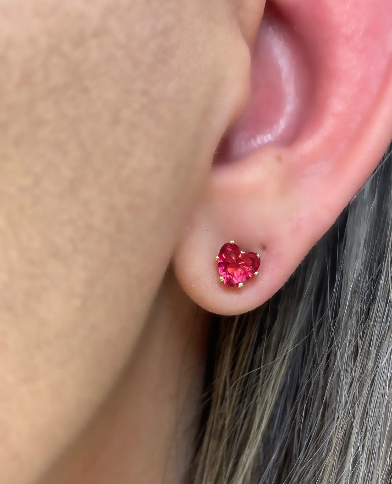 BRINCO CORAÇÃO ZIRCONIA MELANCIA MÉDIO