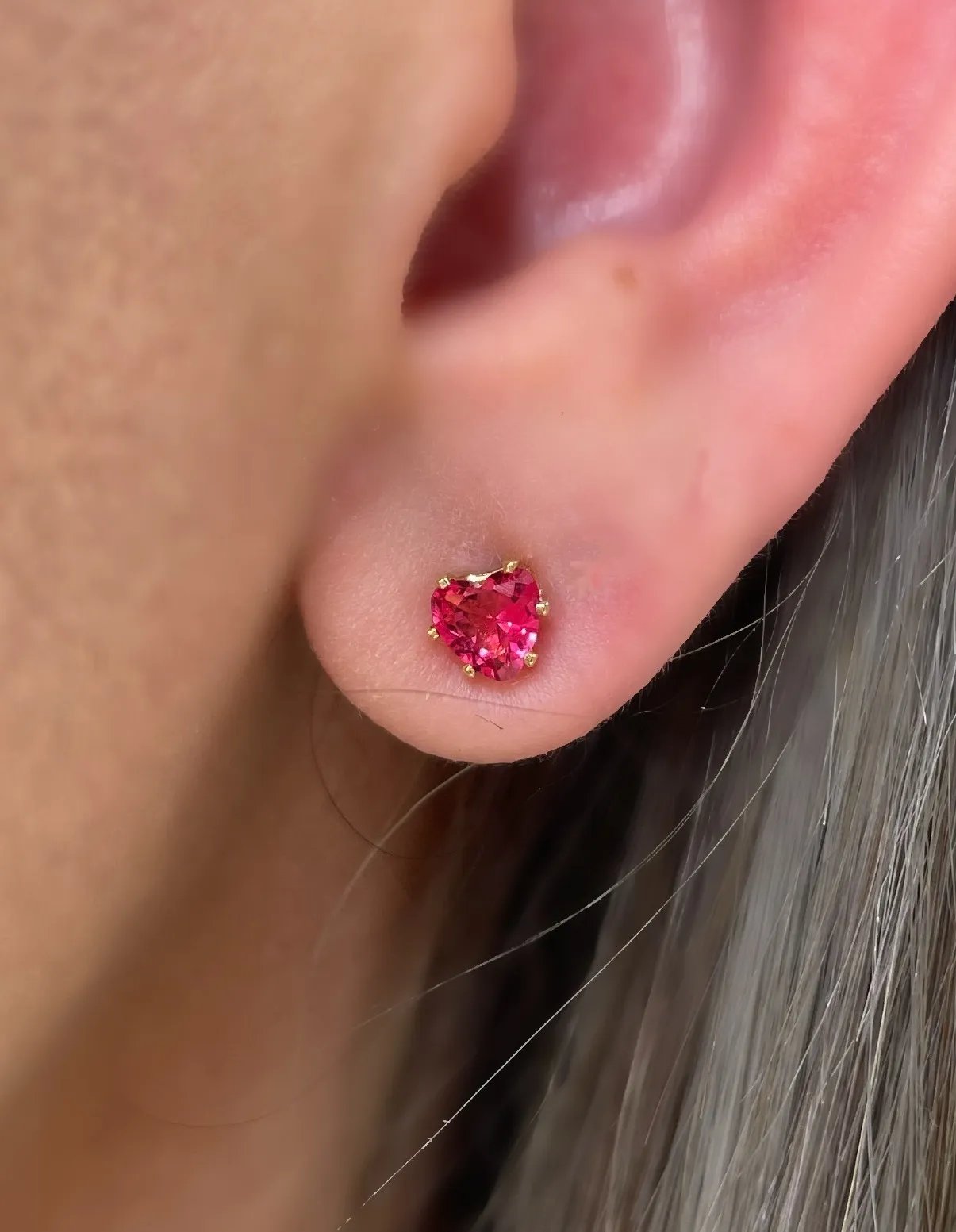 BRINCO CORAÇÃO ZIRCONIA MELANCIA PEQUENO