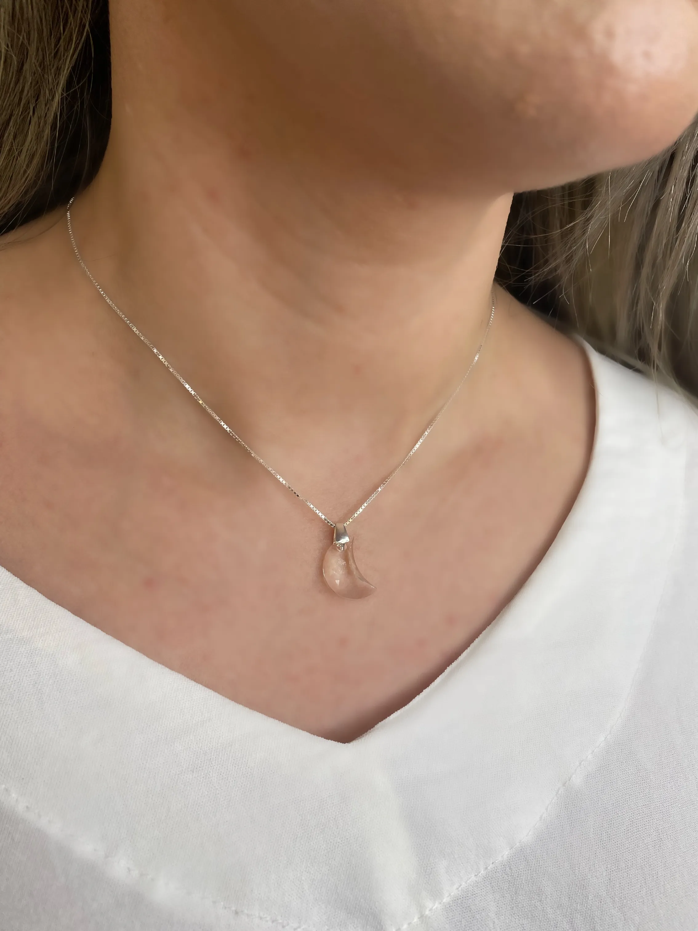 GARGANTILHA PRATA LUA CRISTAL