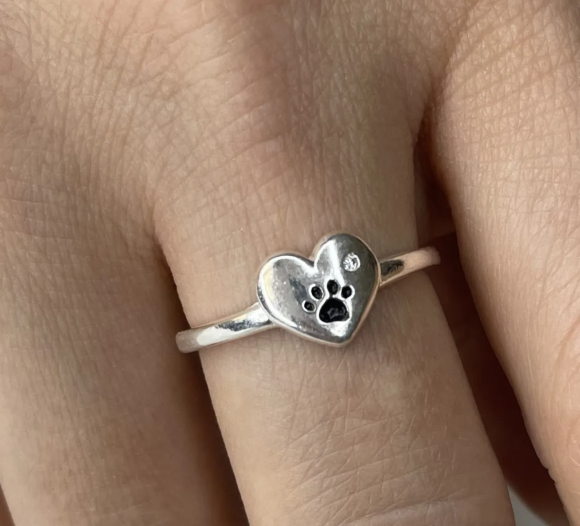 ANEL PRATA CORAÇÃO PATINHA COM ZIRCONIA