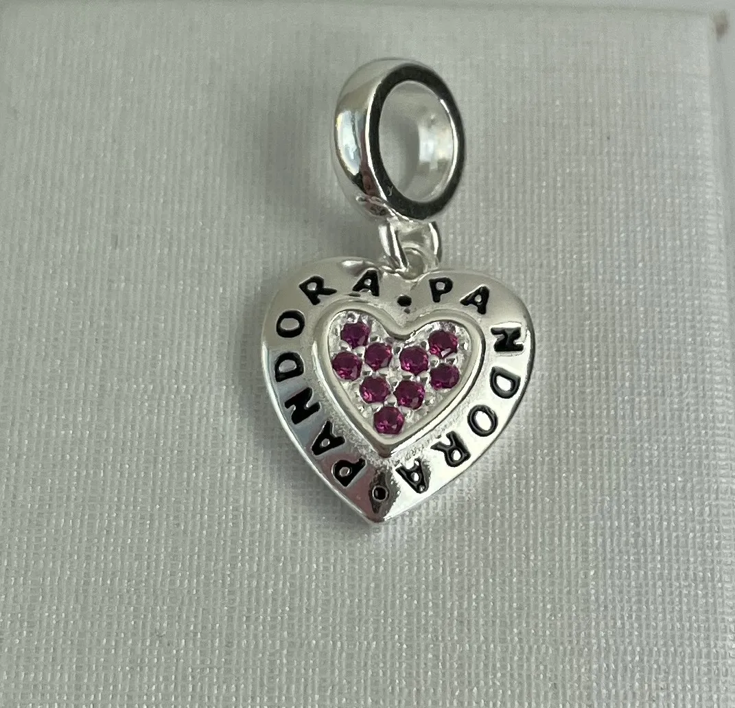 BERLOQUE PANDORA CORAÇÃO CRAVEJADO ROSA