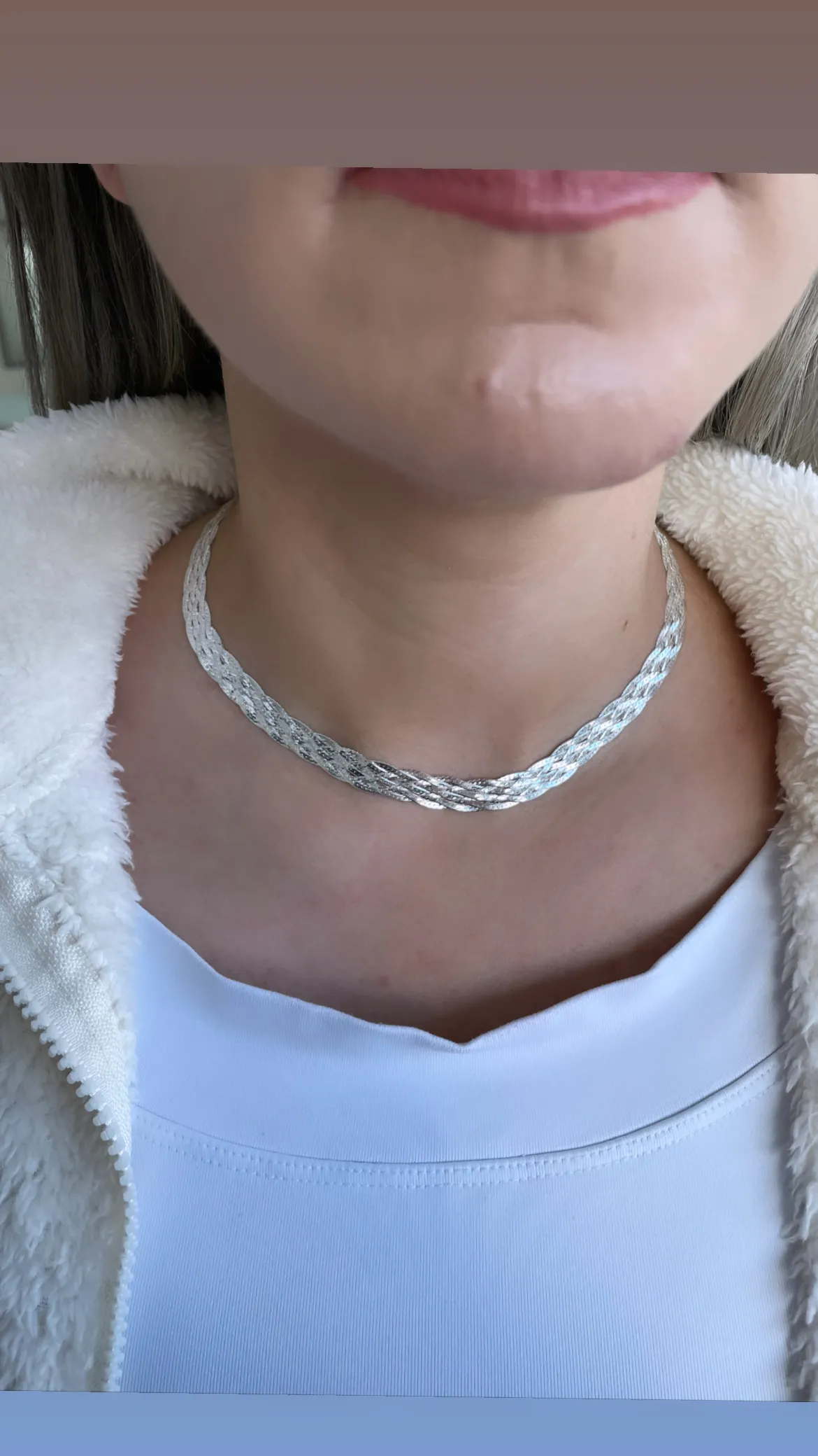CHOKER PRATA TRANÇADA 6 FIOS F040