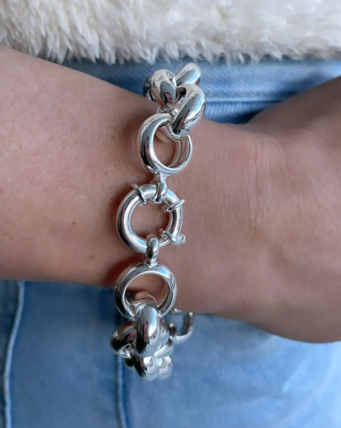 PULSEIRA PRATA ITALIANA ELO OCO 14MM