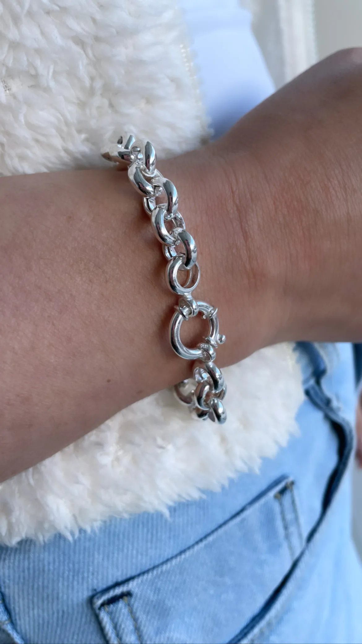 PULSEIRA PRATA ITALIANA ELO OCO 9MM