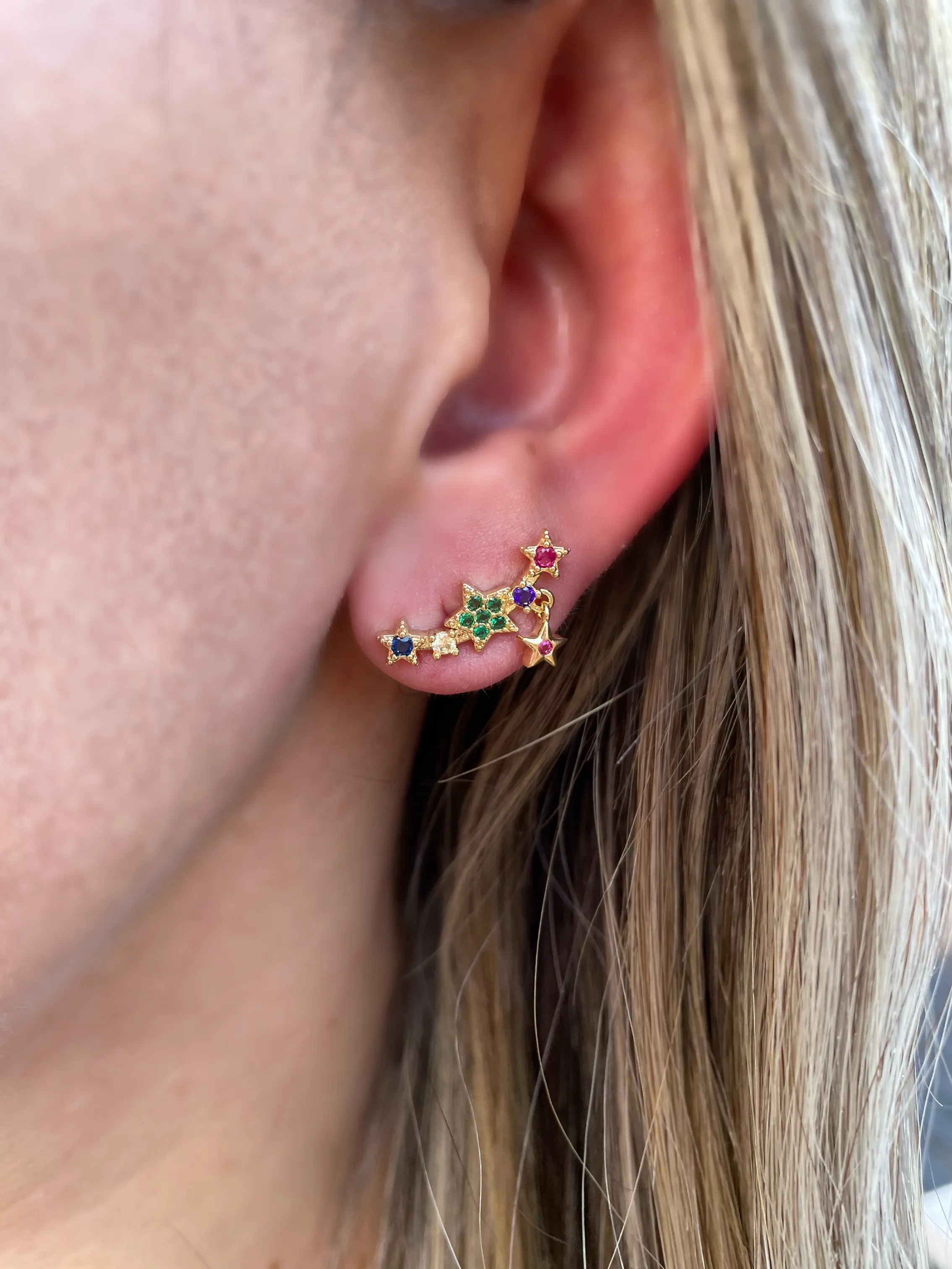 BRINCO EAR CUFF ESTRELAS CRAVEJADAS COLORS