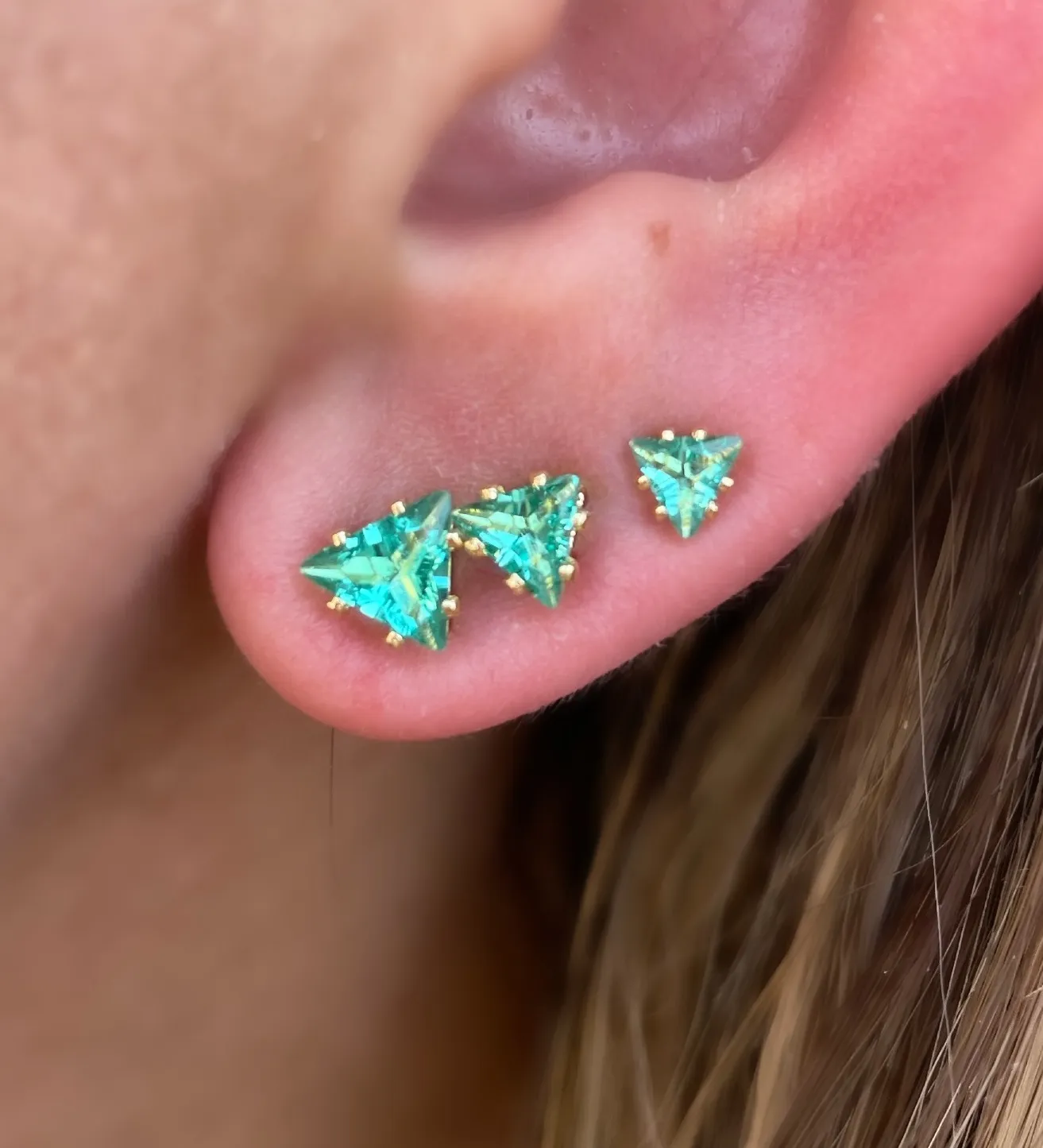 BRINCO TRIO TRIÂNGULO AQUAMARINE
