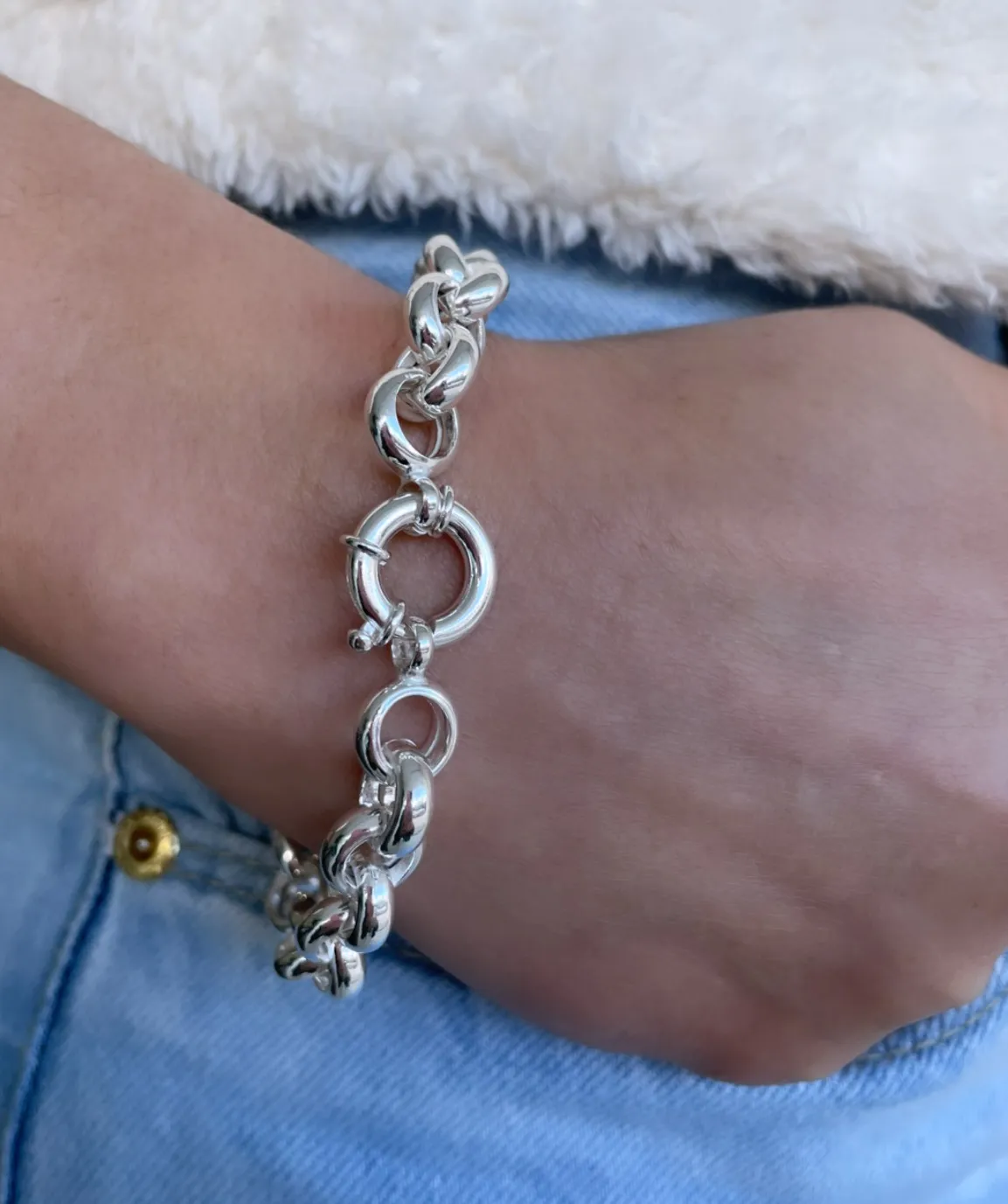 PULSEIRA PRATA ITALIANA ELO OCO 9MM