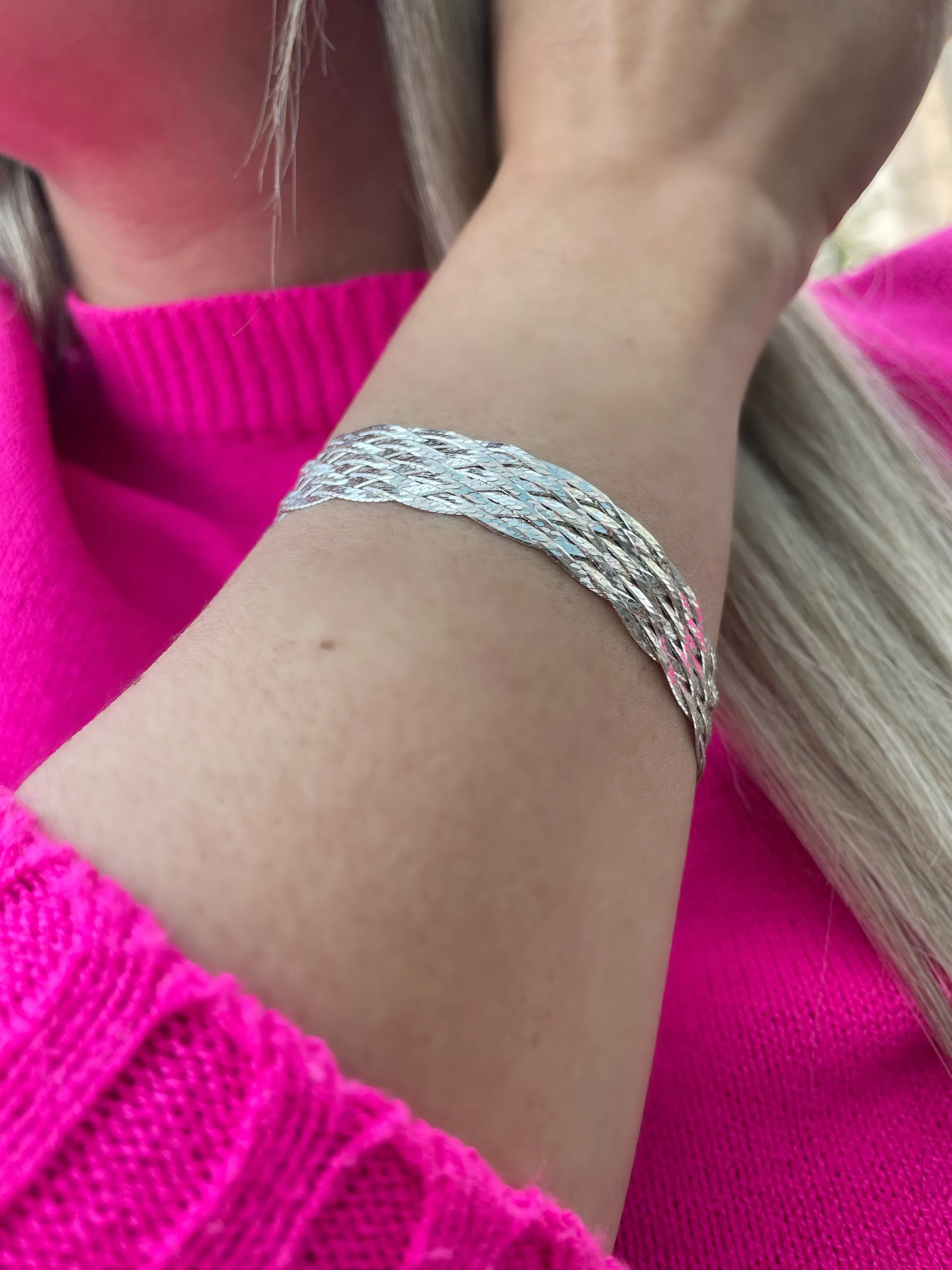 PULSEIRA PRATA TRANÇADA 10 FIOS