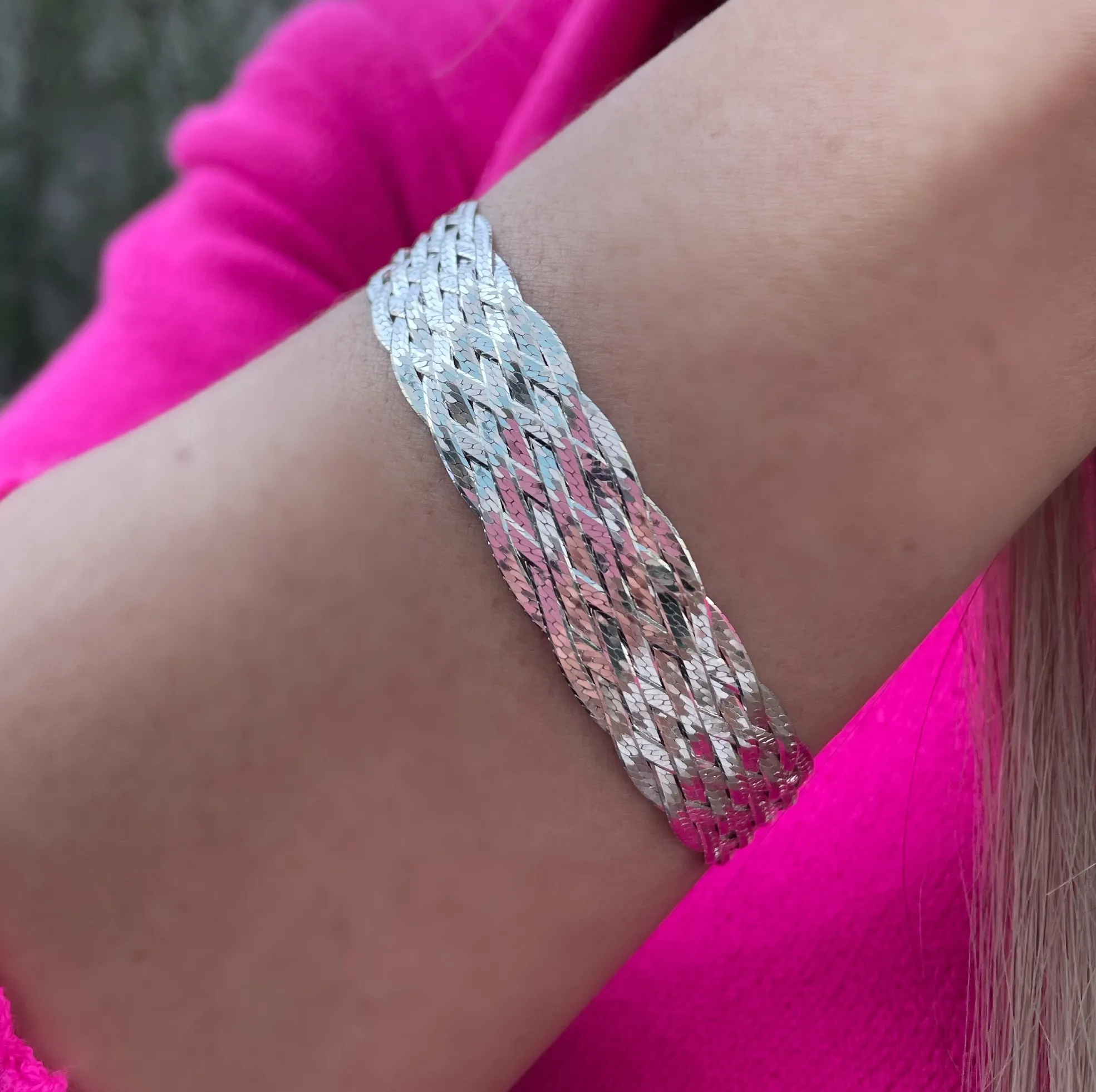 PULSEIRA PRATA TRANÇADA 10 FIOS
