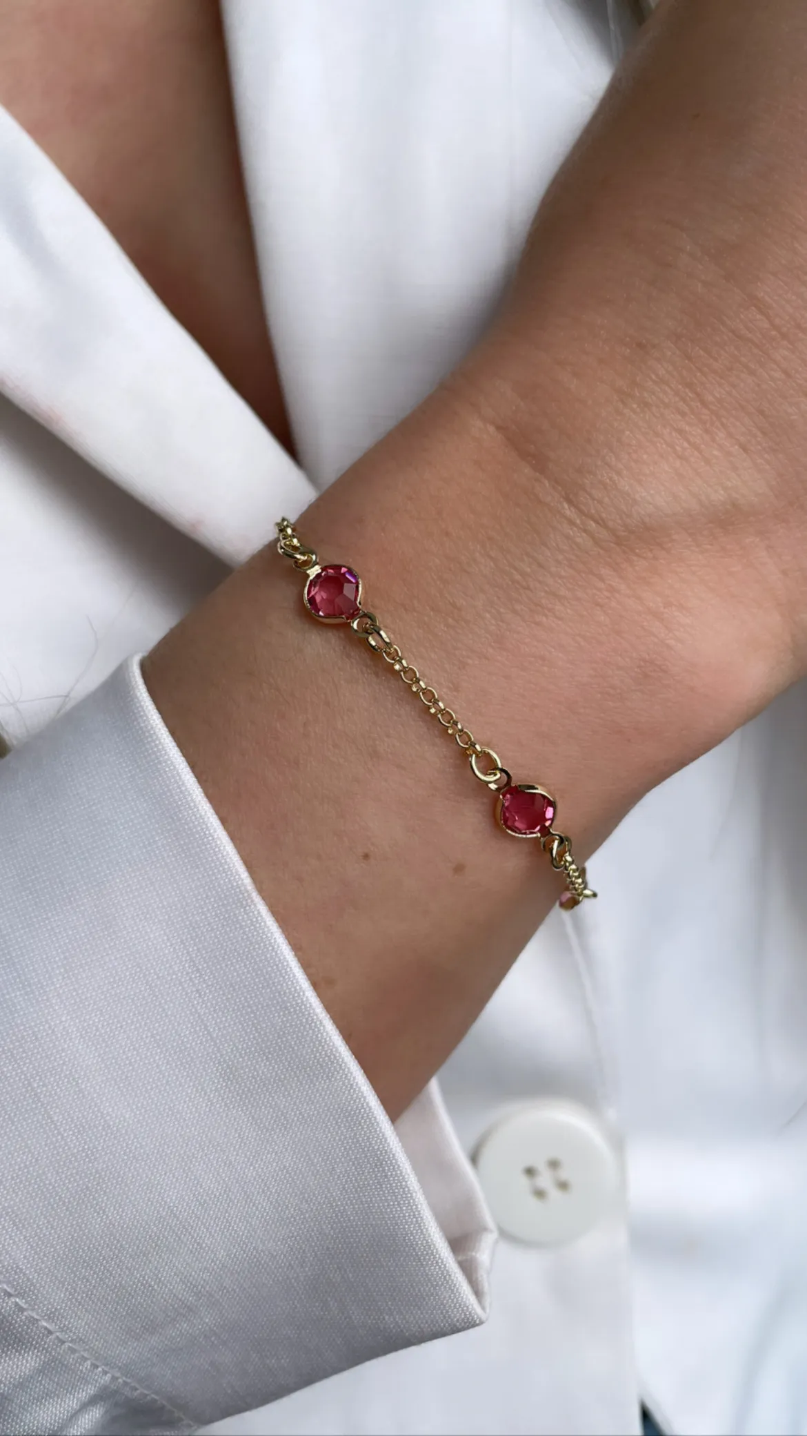 PULSEIRA TIFANY PEDRA ROSA