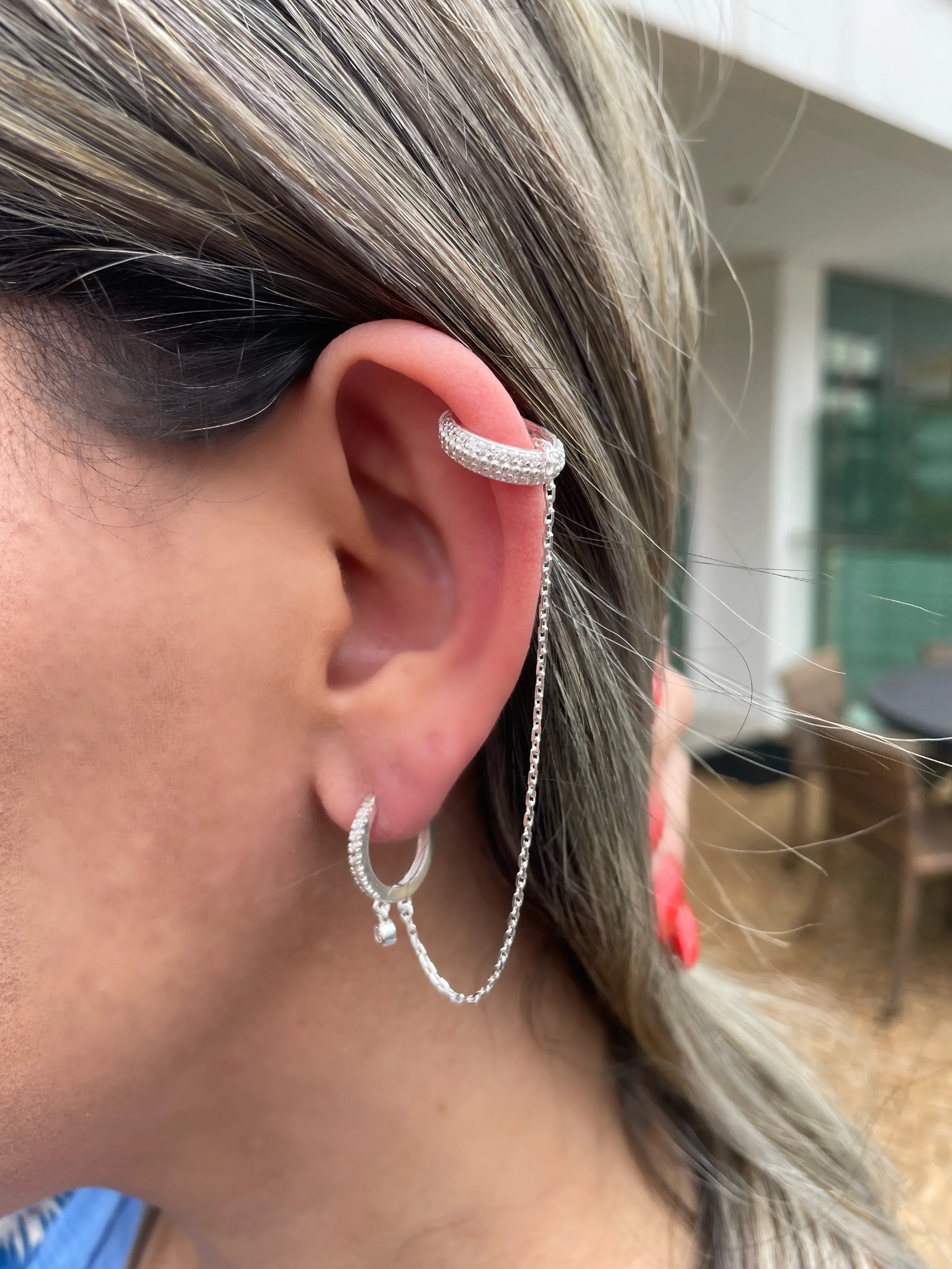 PIERCING FAKE PRATA CRAVEJADO