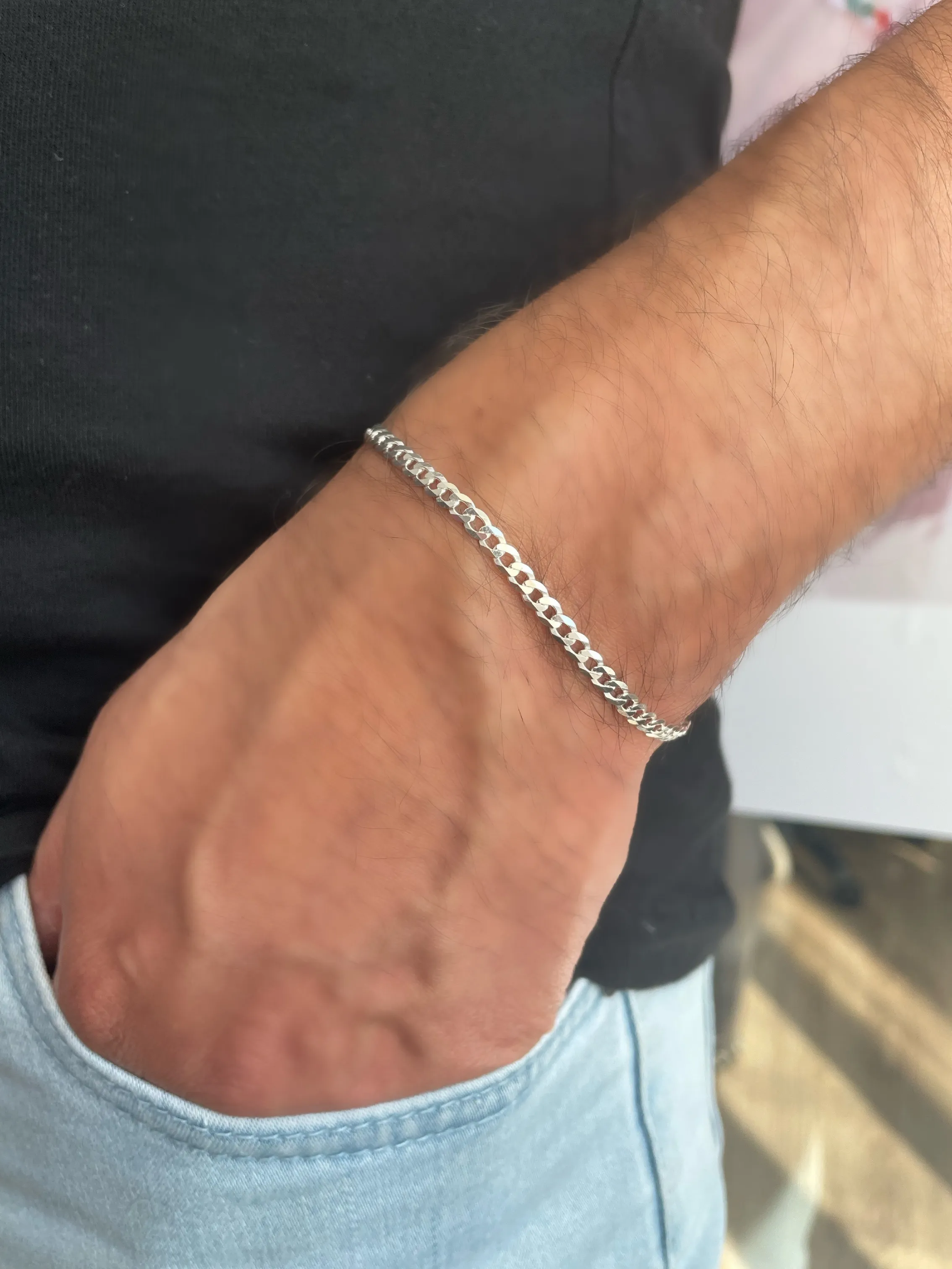 PULSEIRA PRATA GRUMET FLAT FIO 0,80