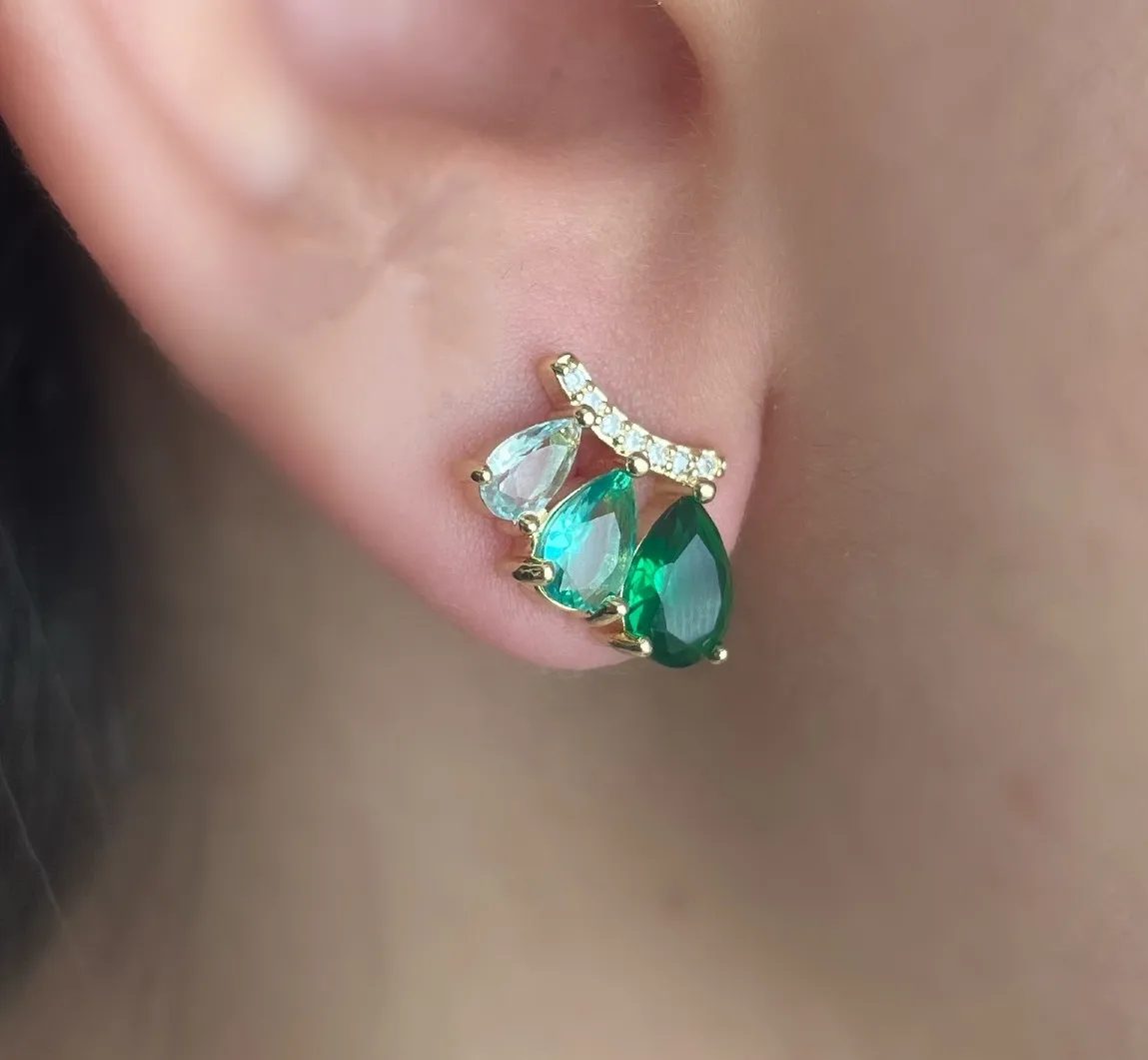 BRINCO EAR CUFF GOTAS VERDES DEGRADE