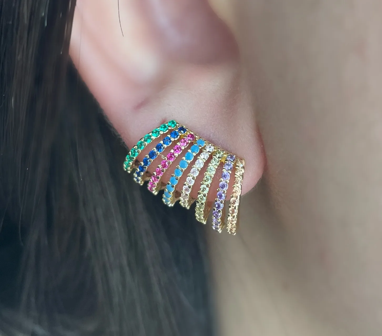 BRINCO EAR CUFF LEQUE CRAVEJADO COLORS