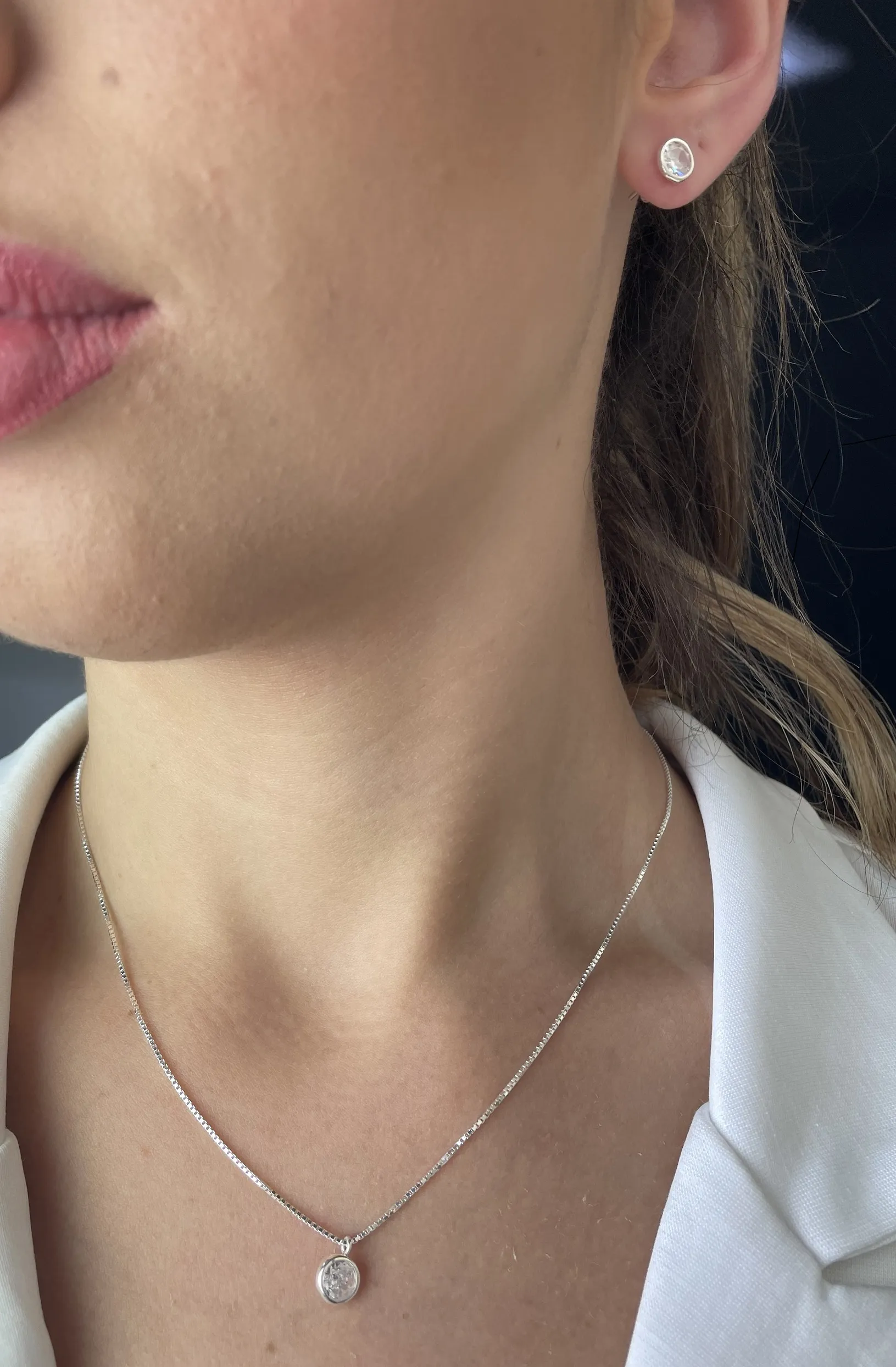 CONJUNTO PRATA PONTO DE LUZ CRISTAL