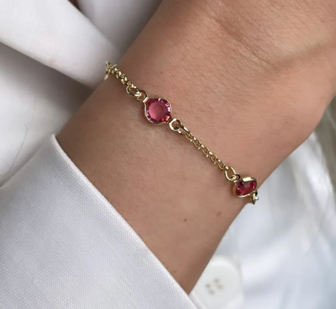 PULSEIRA TIFANY PEDRA ROSA