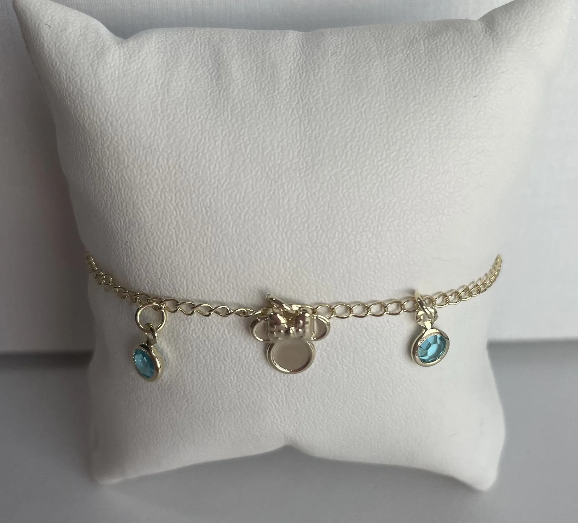 PULSEIRA INFANTIL MINIE E PEDRA AZUL