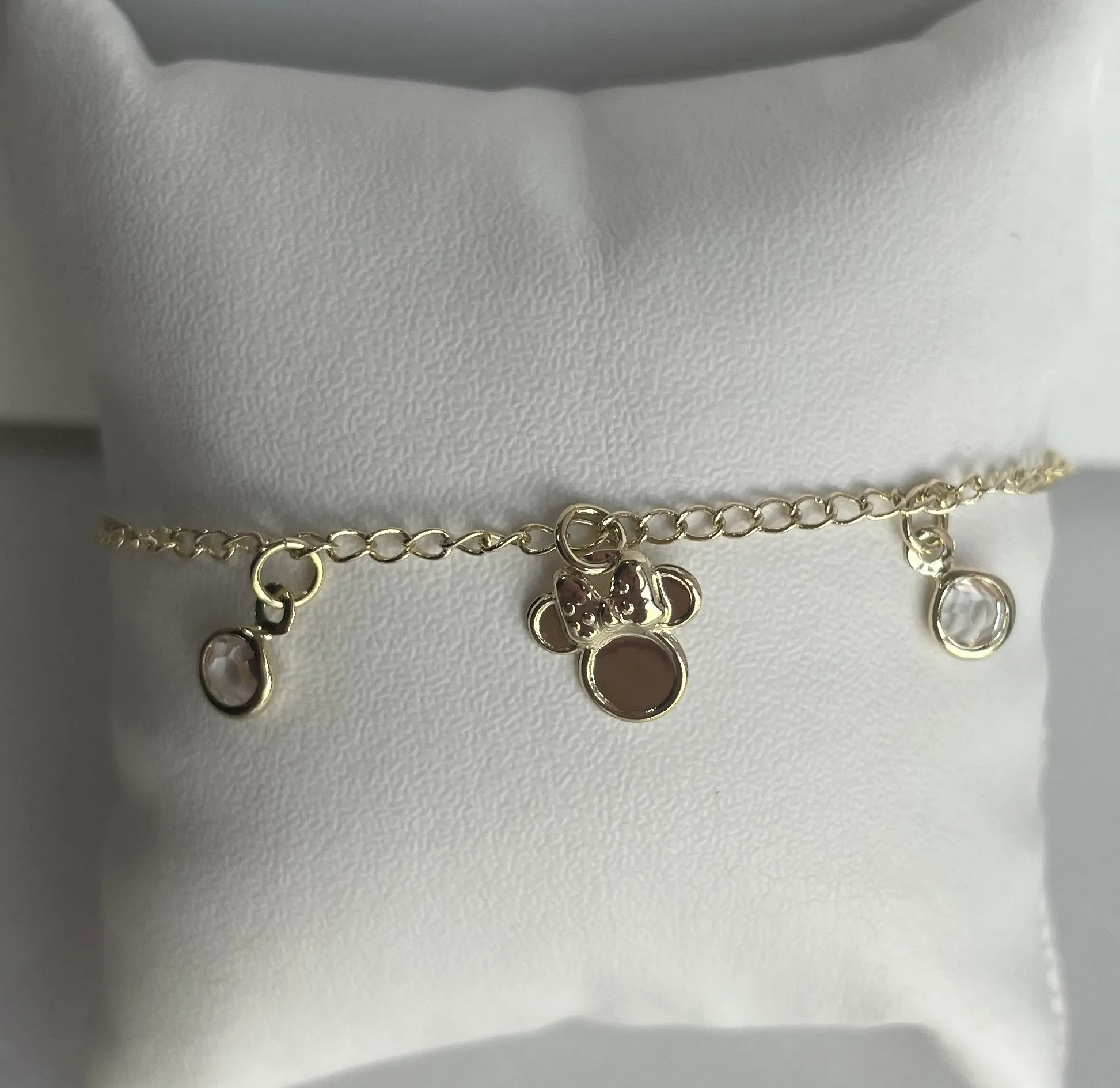 PULSEIRA INFANTIL MINIE E PEDRA CRISTAL
