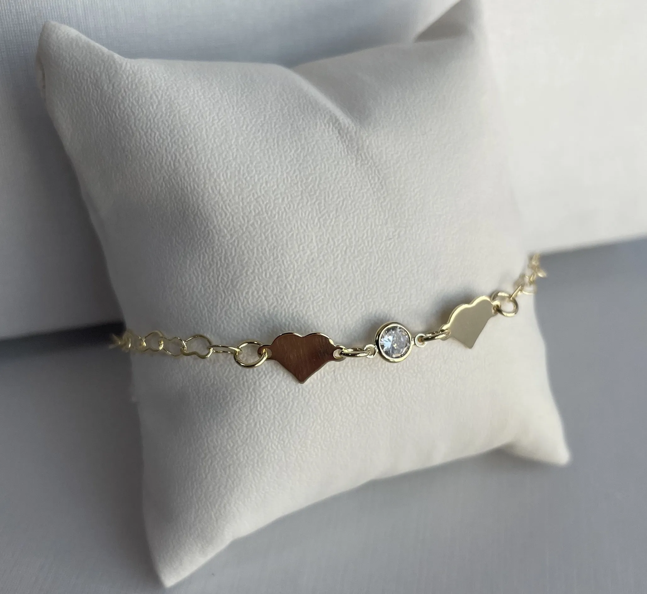 PULSEIRA INFANTIL CORAÇÃO COM PONTO DE LUZ CRISTAL