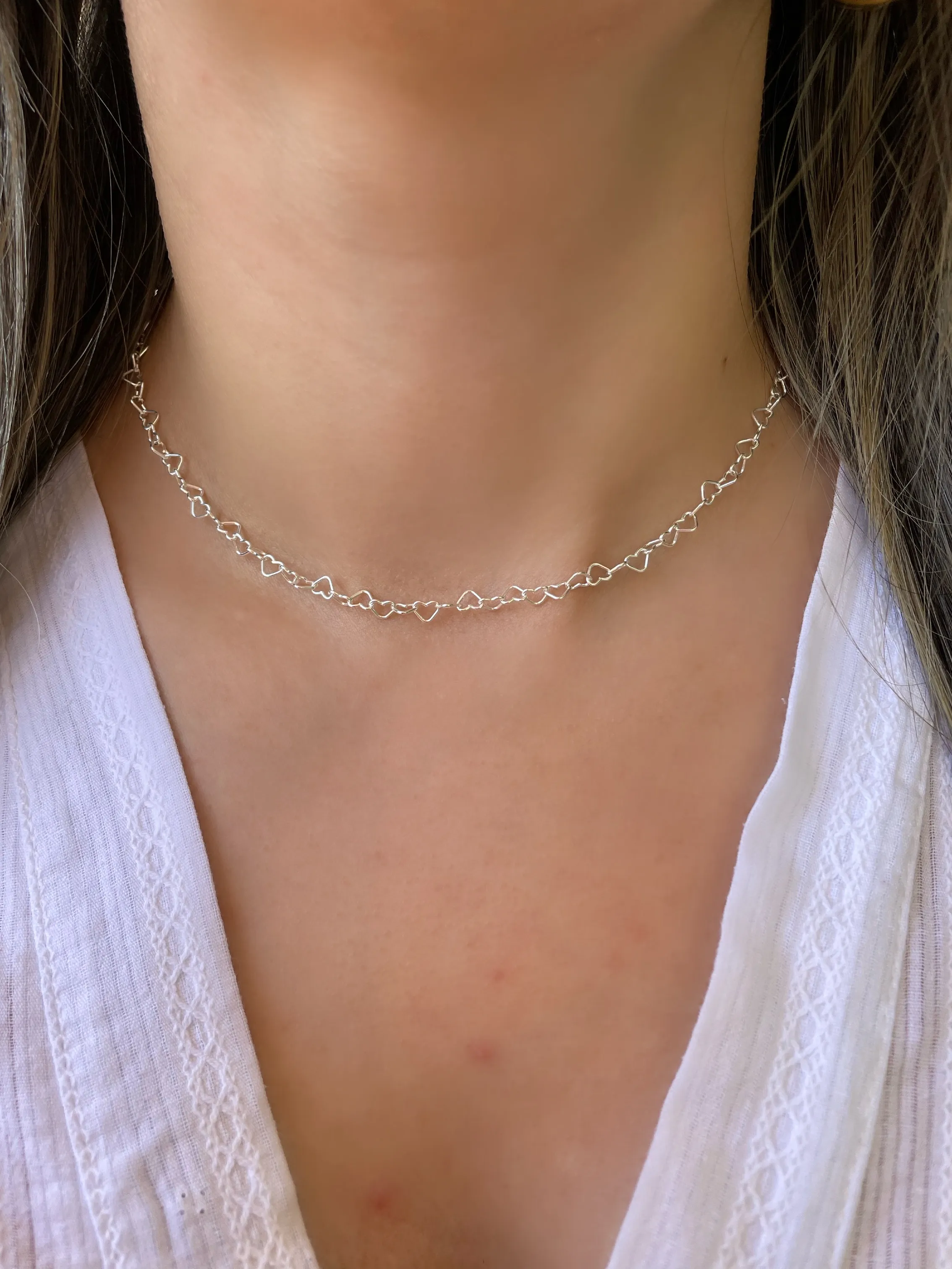 CHOKER PRATA CORAÇÃO VAZADO FIO 060