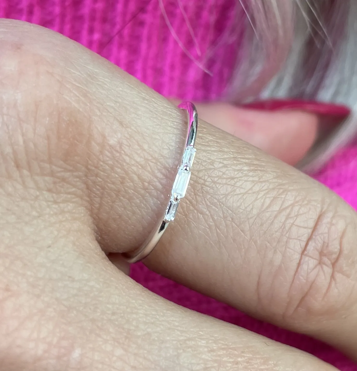ANEL PRATA 3 ZIRCONIAS BAGUETE CRISTAL