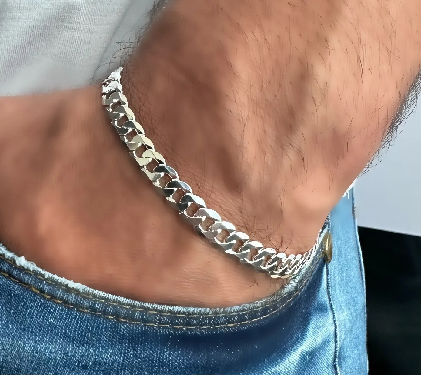 PULSEIRA PRATA GRUMET FLAT MÉDIA