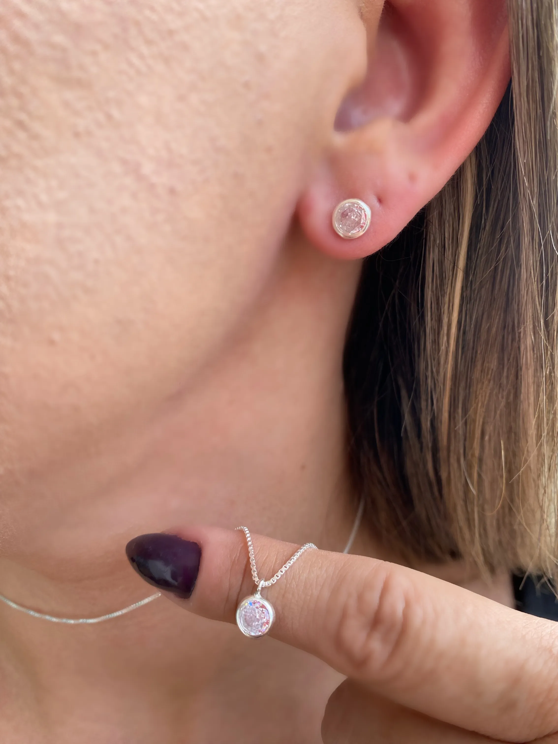 CONJUNTO PRATA PONTO DE LUZ ZIRCONIA CRISTAL