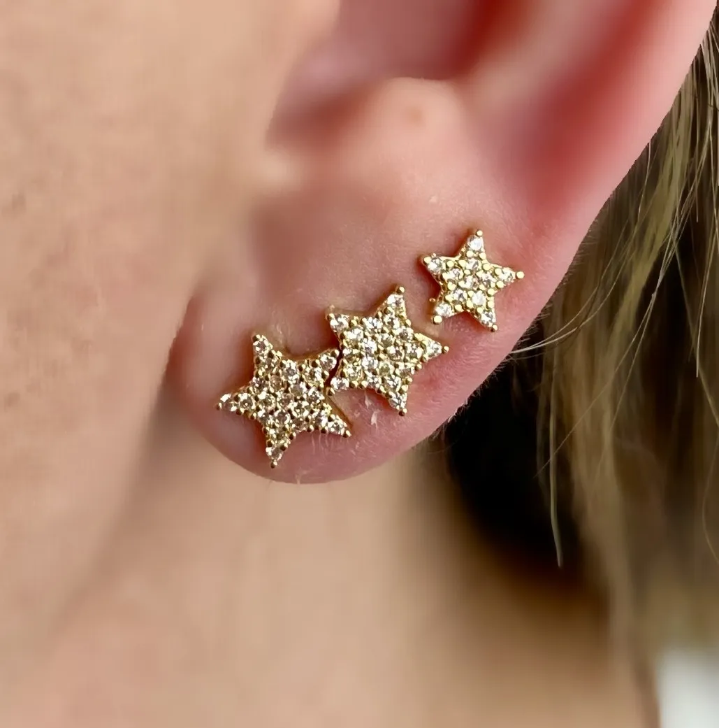 BRINCO TRIO ESTRELA CRAVEJADA CRISTAL