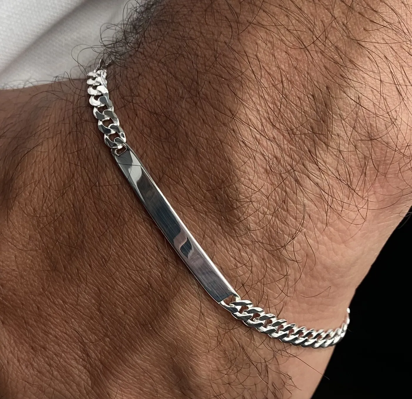 PULSEIRA PRATA GRUMET PLACA LISA F120