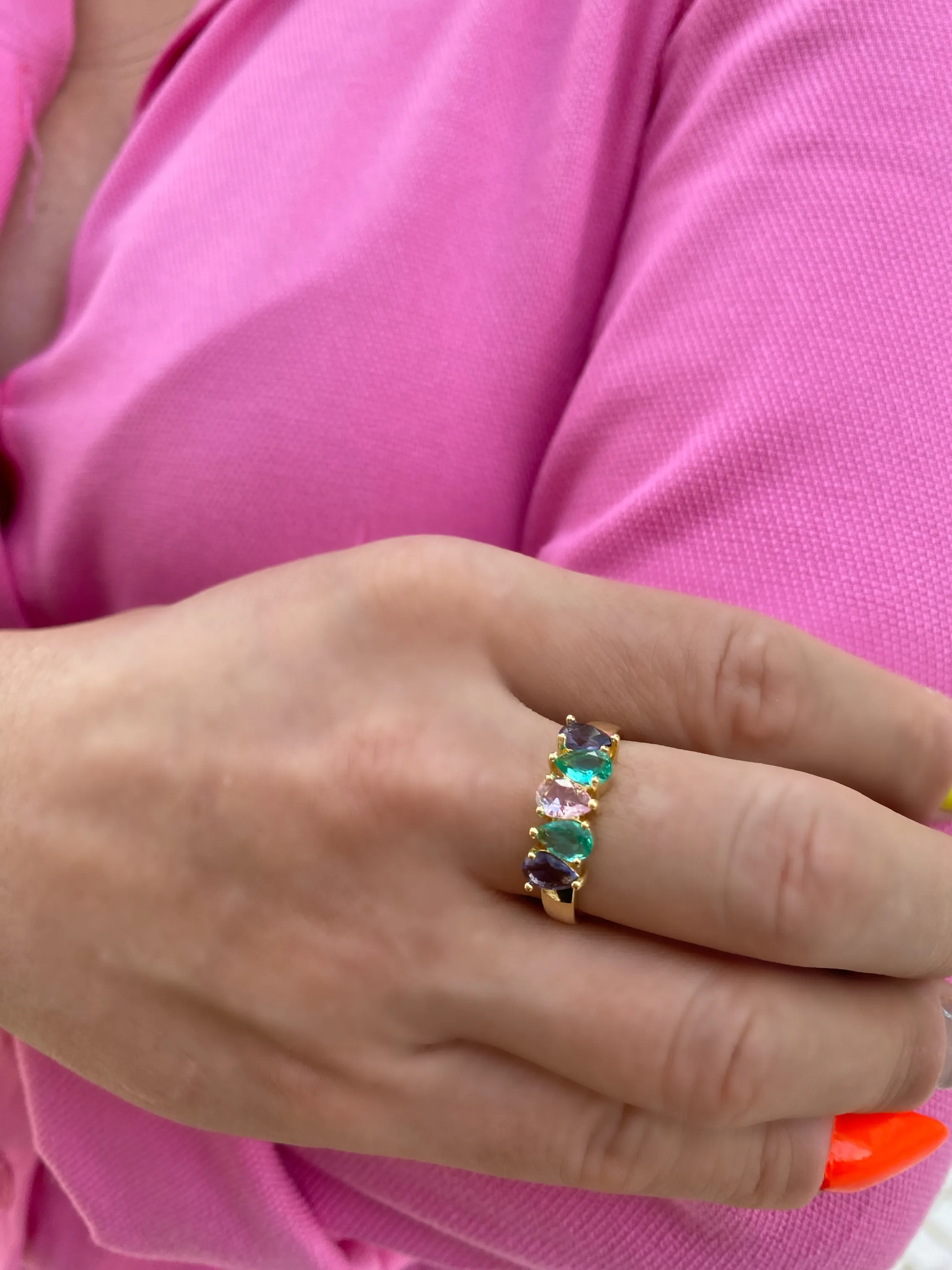 ANEL ZIRCONIAS GOTAS COLORS