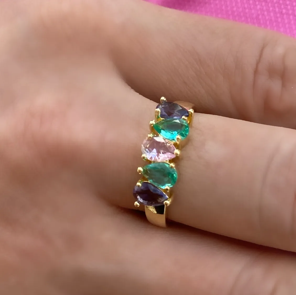ANEL ZIRCONIAS GOTAS COLORS