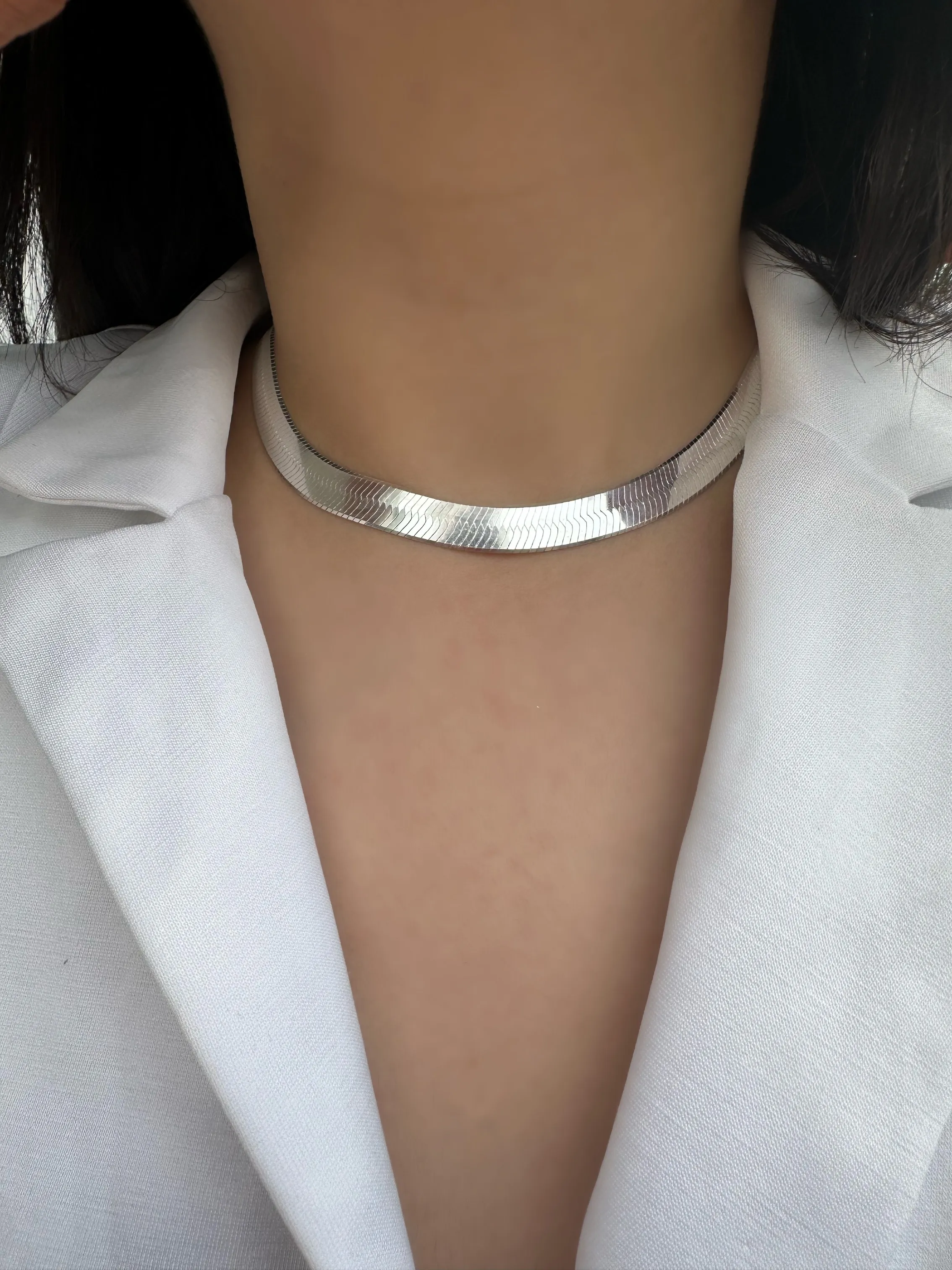 CHOKER PRATA LAMINADA FIO 100