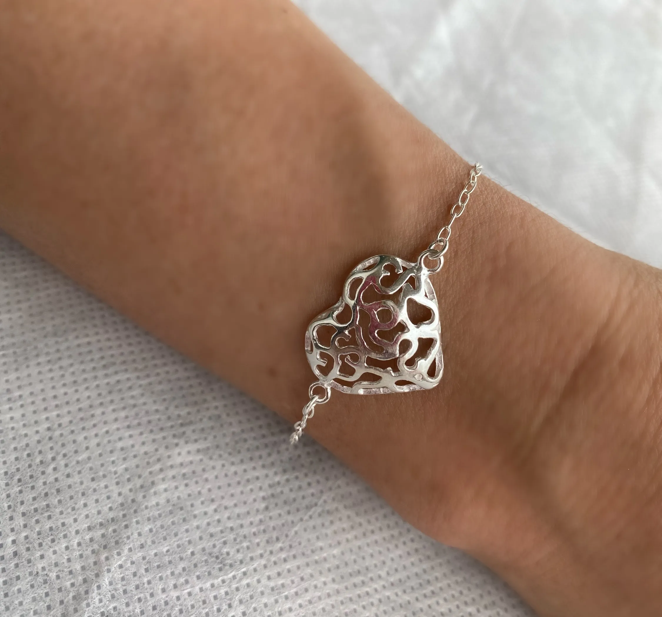 PULSEIRA PRATA CORAÇÃO TRABALHADO