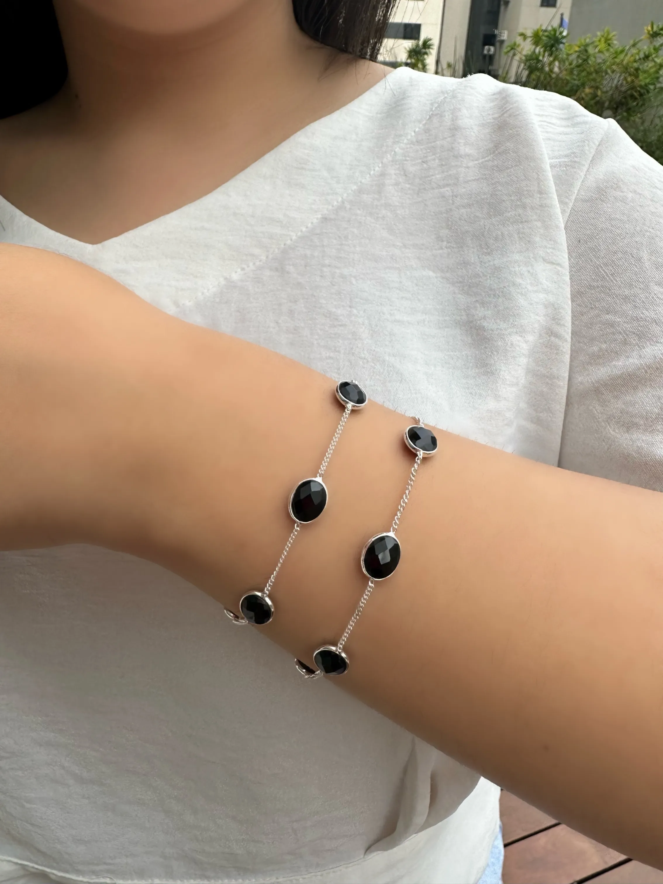 PULSEIRA PRATA PEDRA ONIX