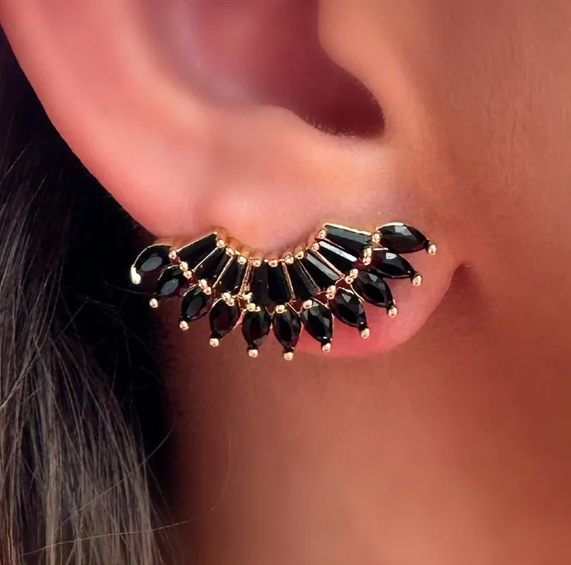 BRINCO EAR CUFF LEQUE ZIRCONIA NEGRA