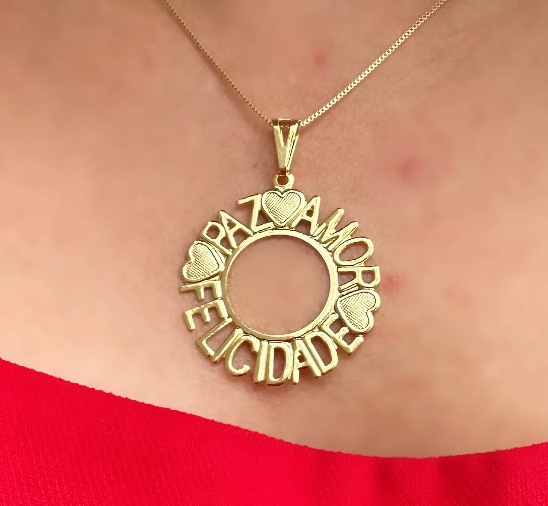 GARGANTILHA MANDALA PAZ AMOR FELICIDADE