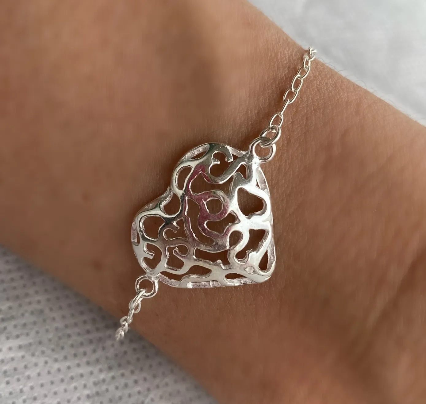 PULSEIRA PRATA CORAÇÃO TRABALHADO