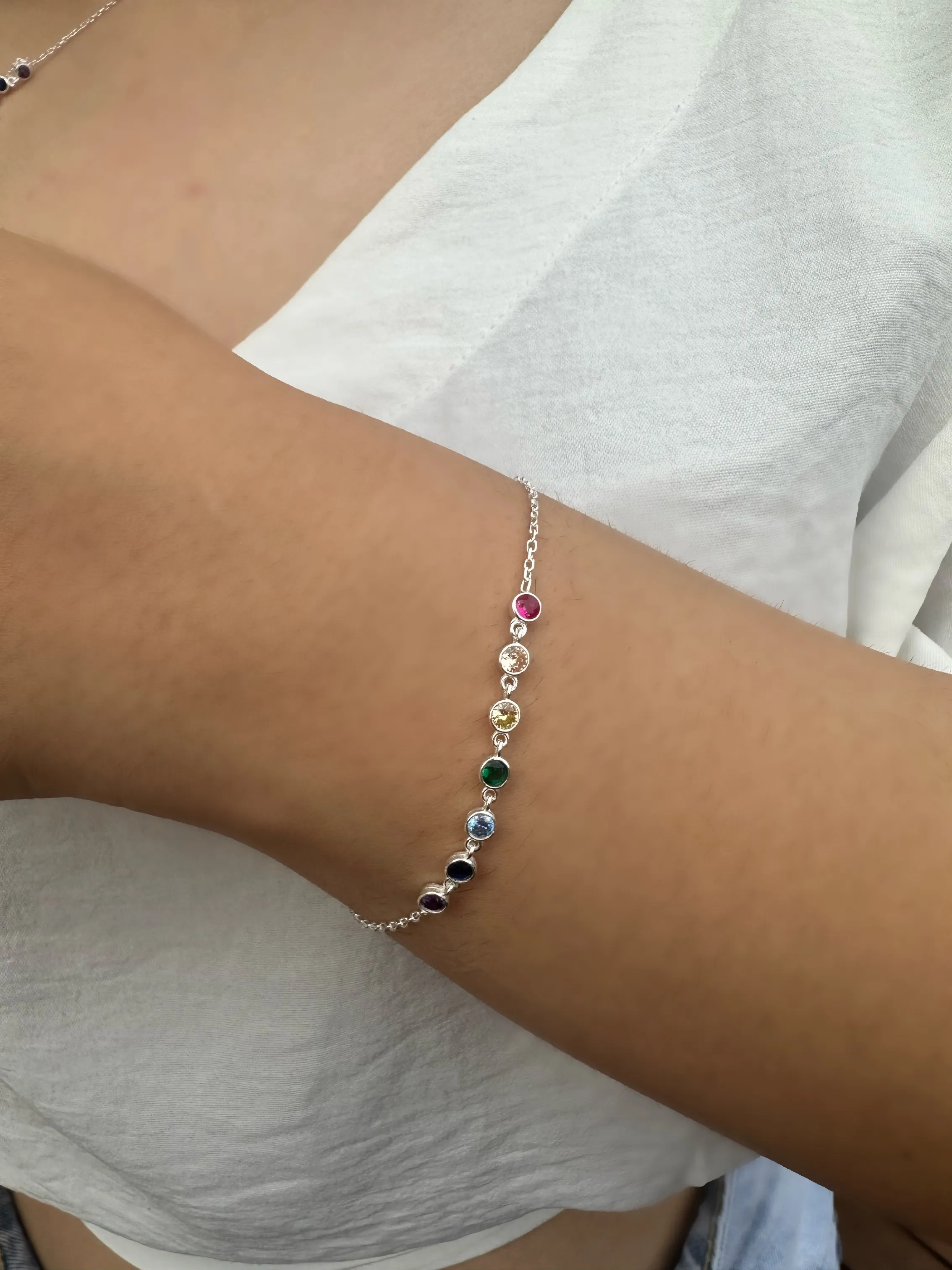 PULSEIRA PRATA PONTO DE LUZ COLORS