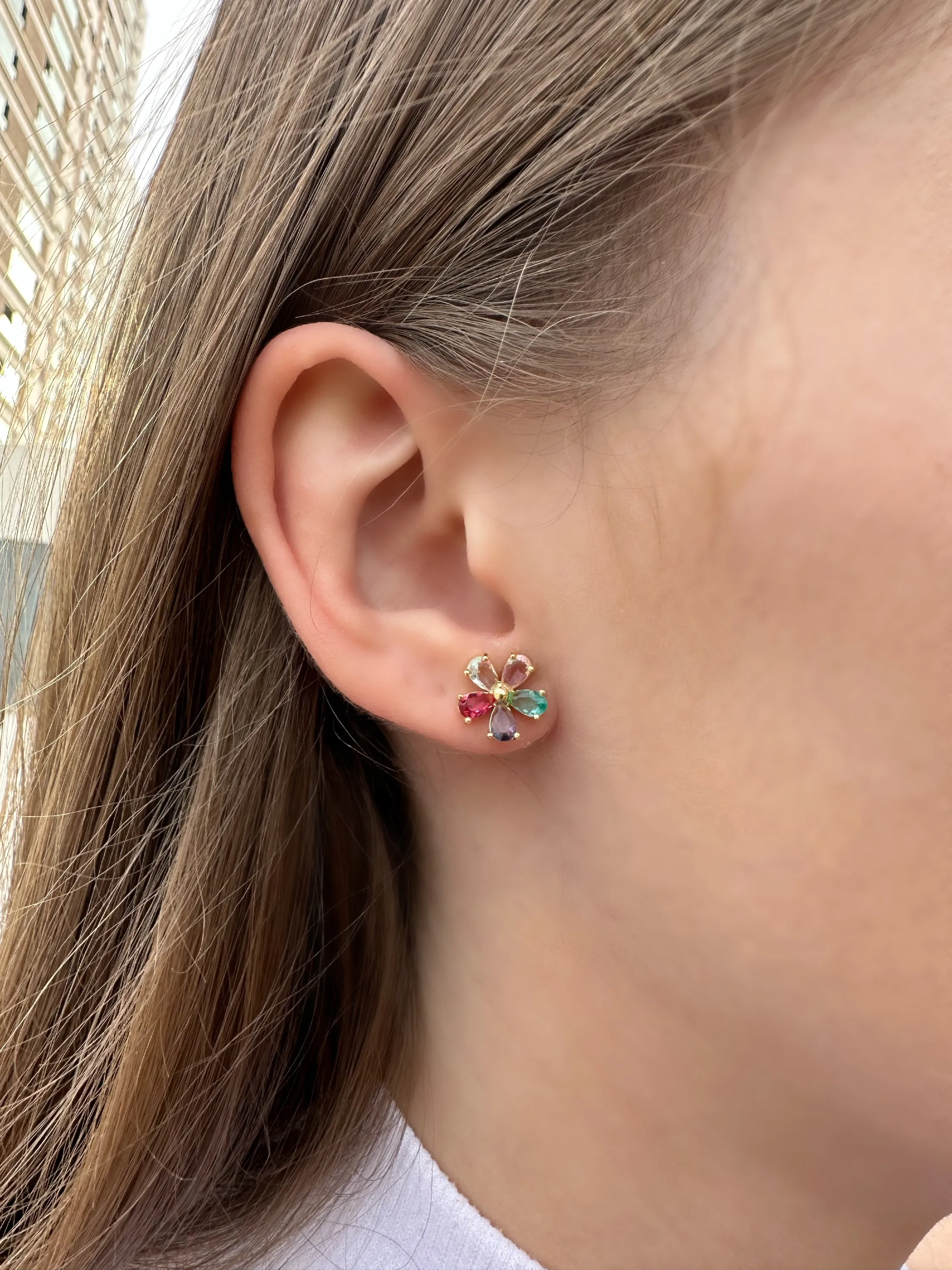 BRINCO FLOR ZIRCONIAS COLORS