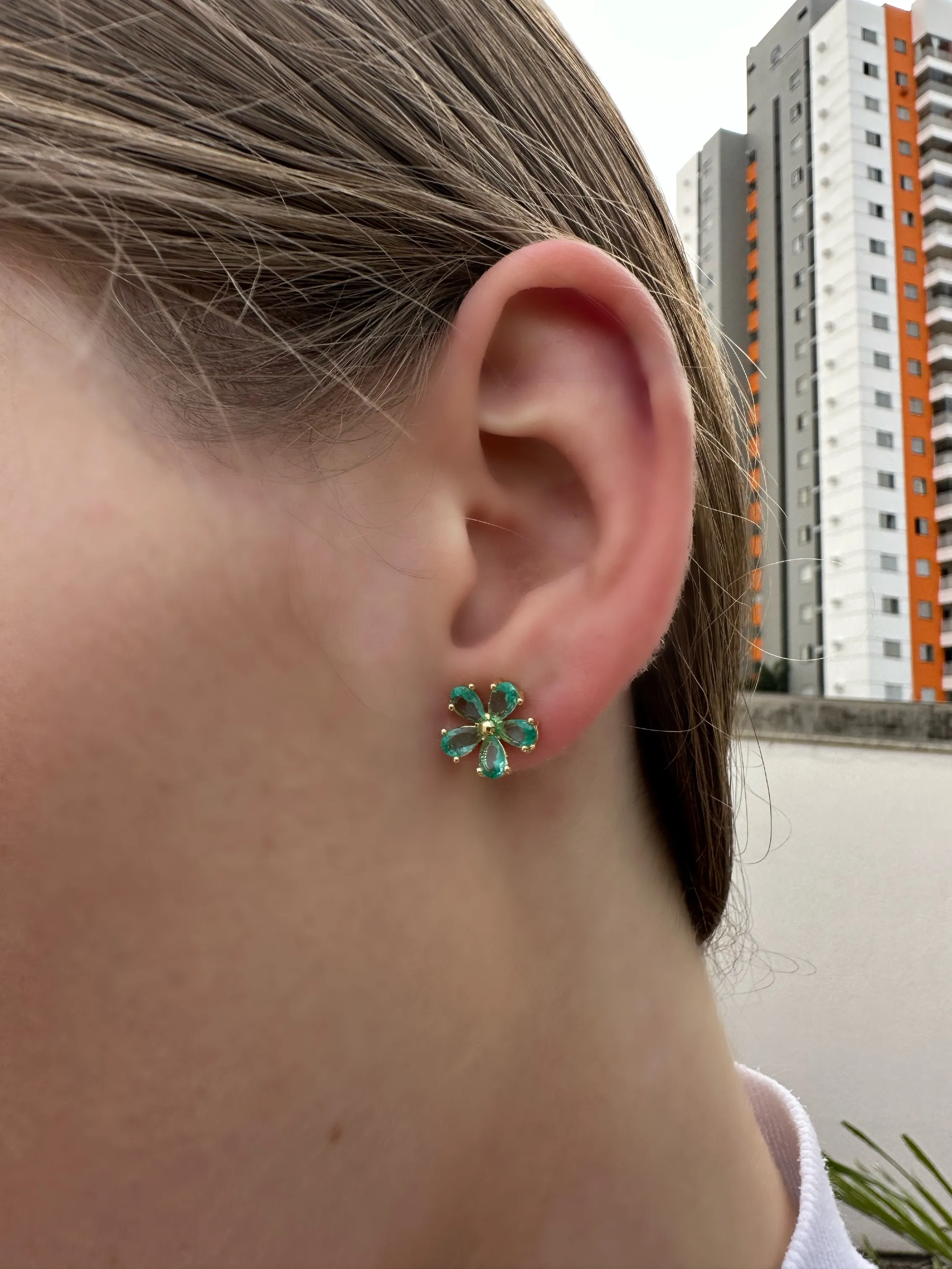 BRINCO FLOR ZIRCONIAS AQUAMERINE