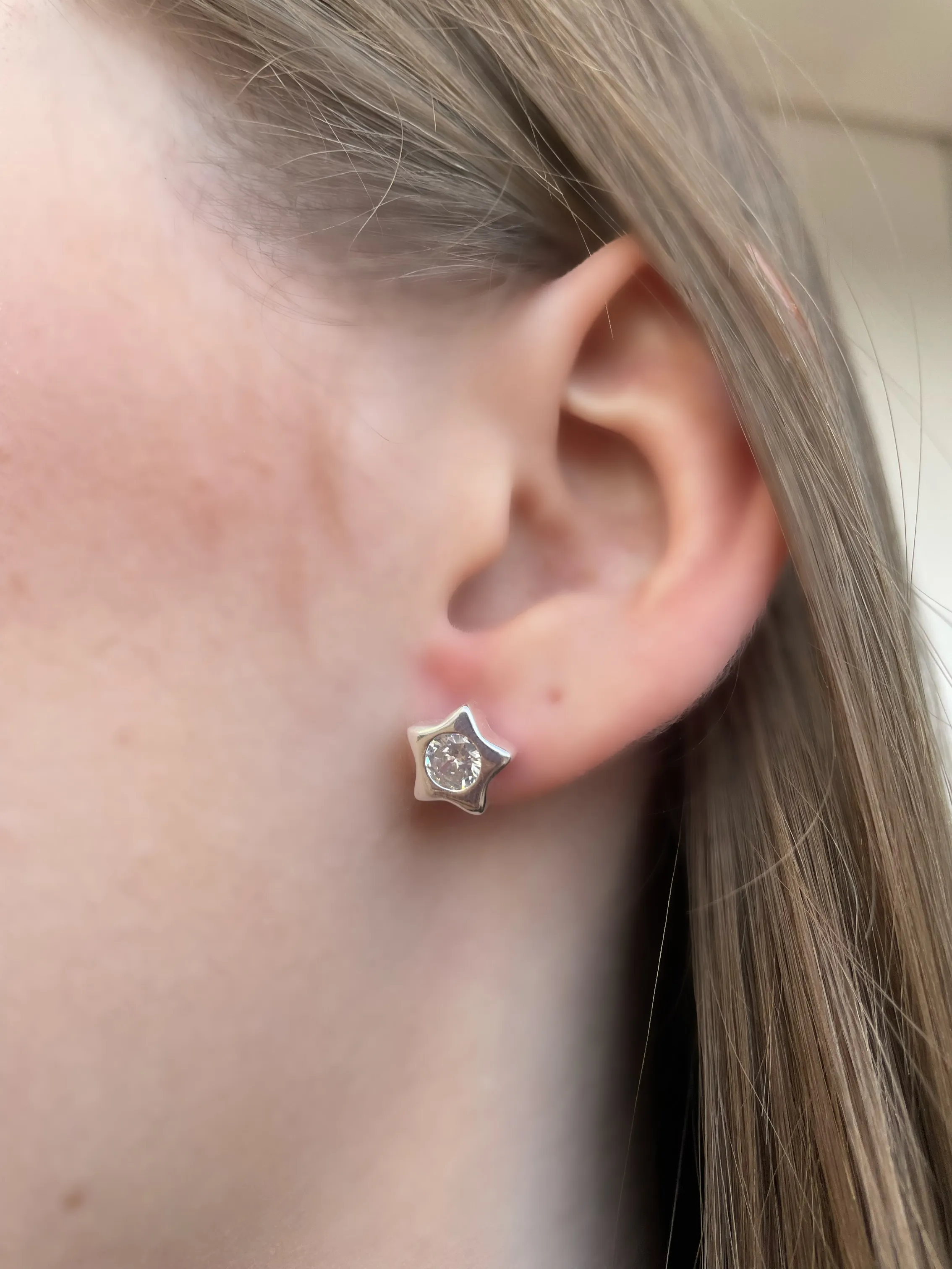 BRINCO PRATA ESTRELA COM ZIRCONIA CRISTAL